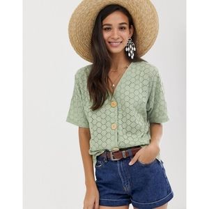 NWT ASOS DESIGN Button Through Top in Broderie